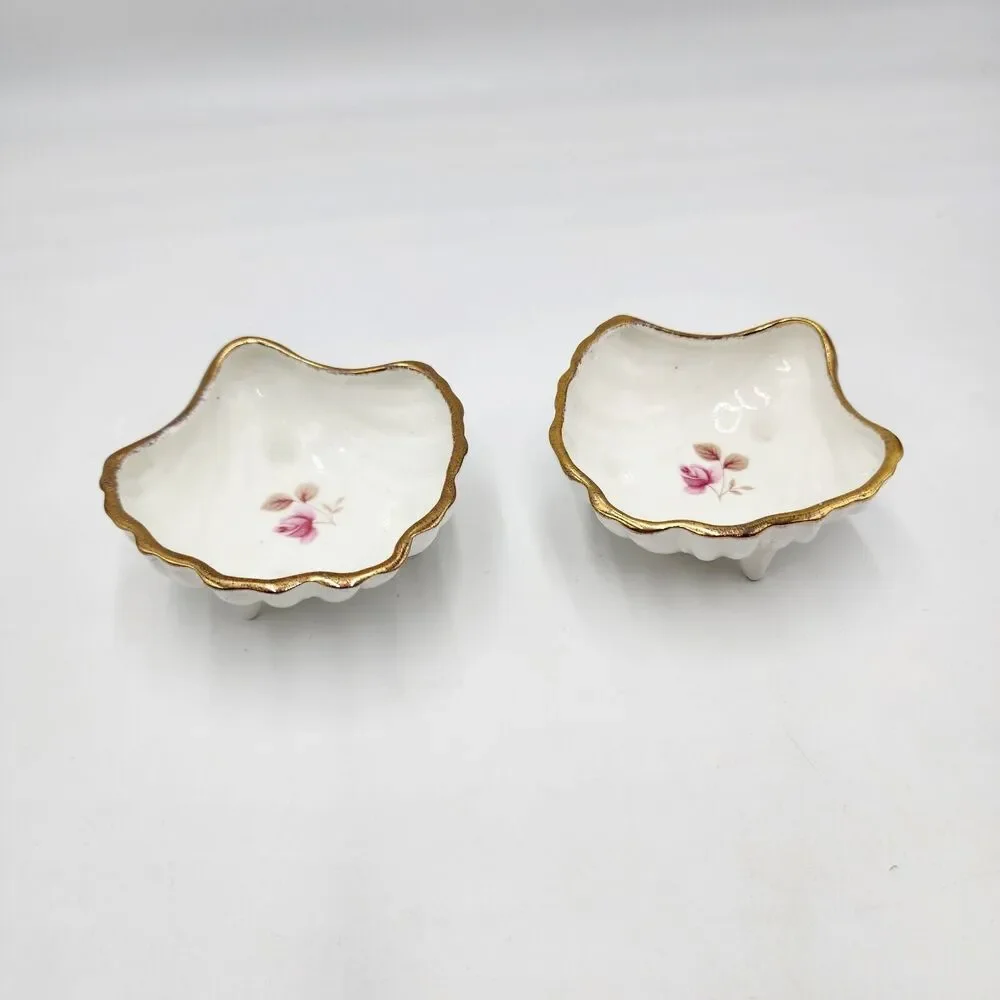 Vintage Set 2 Jubilee Fine Bone China Flower England Shell Shaped Trinket Dish
